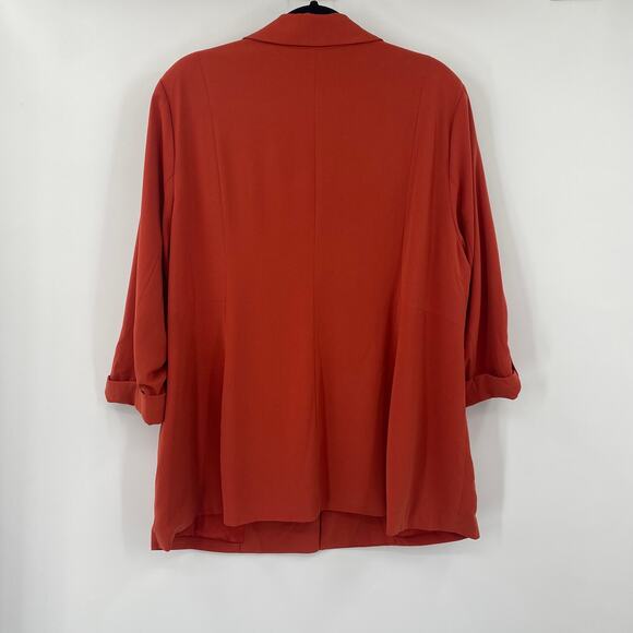Torrid Studio Crepe Blazer Button Front 3/4 Cuffed Sleeve Burnt Orange Womens 2X - Picture 4 of 8